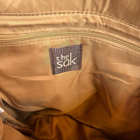 The Sak Landis Tote Handbag Genuine Leather in Caramel Brown - Picture 11 of 14